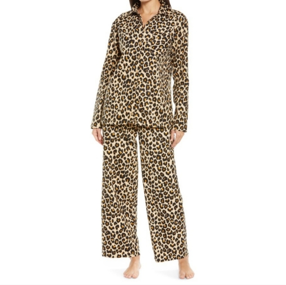Nordstrom Leopard Print Flannel Pajama Set